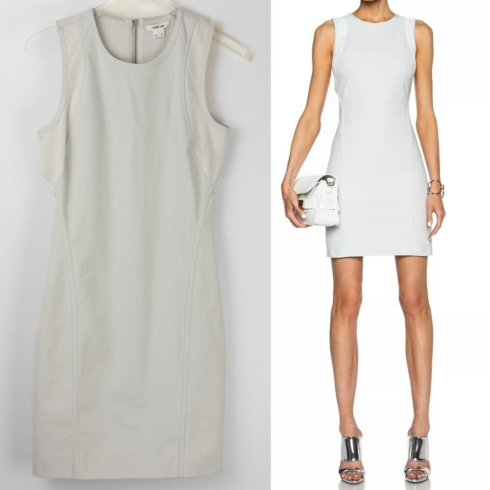 Helmut Lang Compress Dress Twill Mini Cutout Back Sleeveless Prism Grey 6 New - Picture 1 of 6